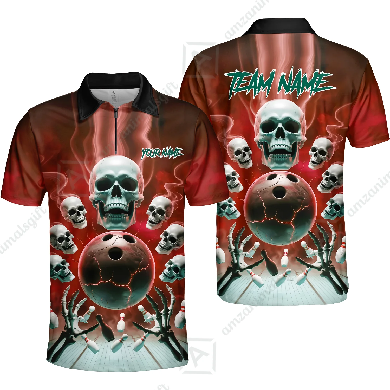 Custom Dark Fantasy Skeleton Bowling Team Jersey, Bowling Uniforms, Personalize Name And Team Name - Image 49