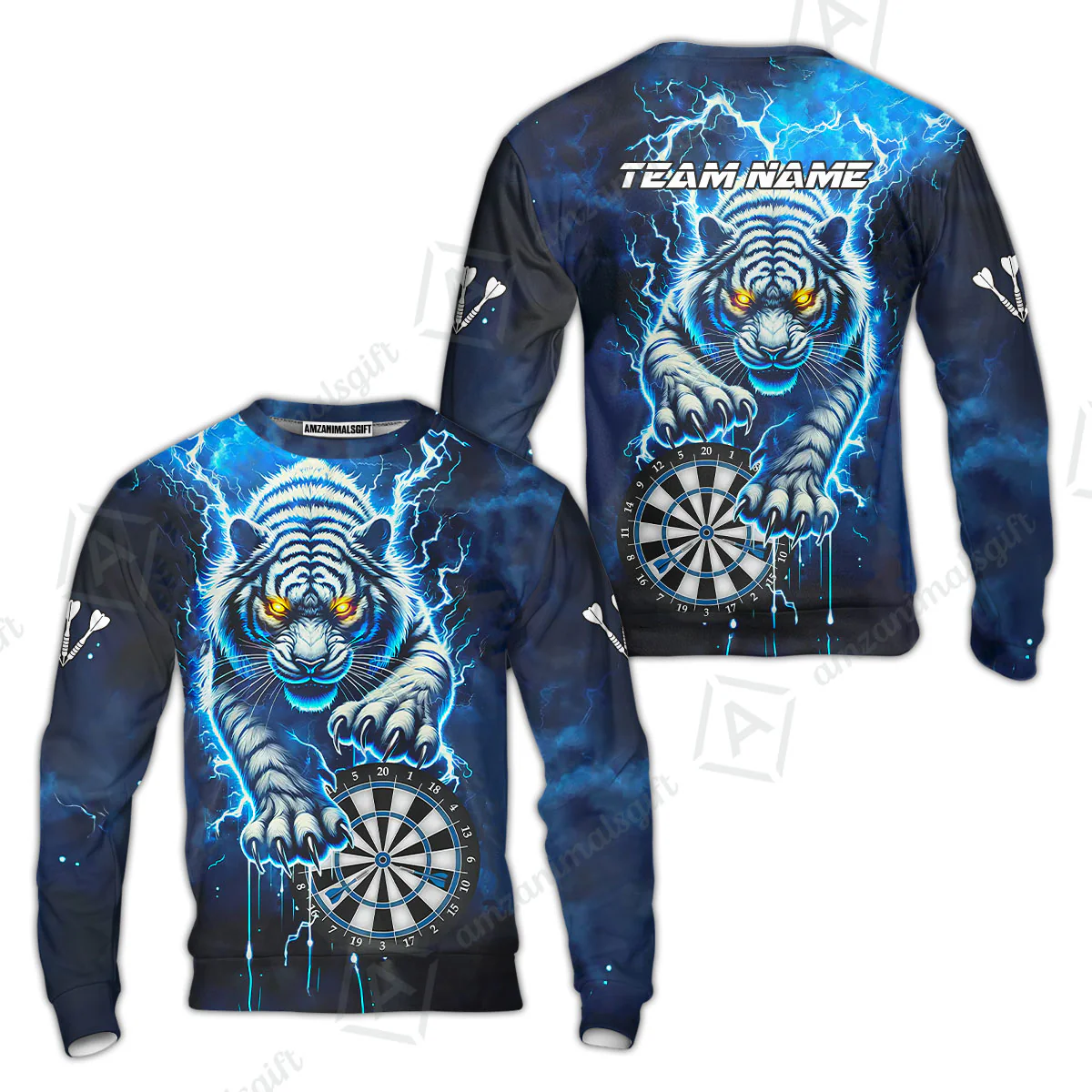 Custom Darts Team Jersey, Thunder Lightning Tiger Darts Jersey Polo Quarter-Zip Shirts, Custom Name And Team Name Darts Uniforms Jersey - Image 10