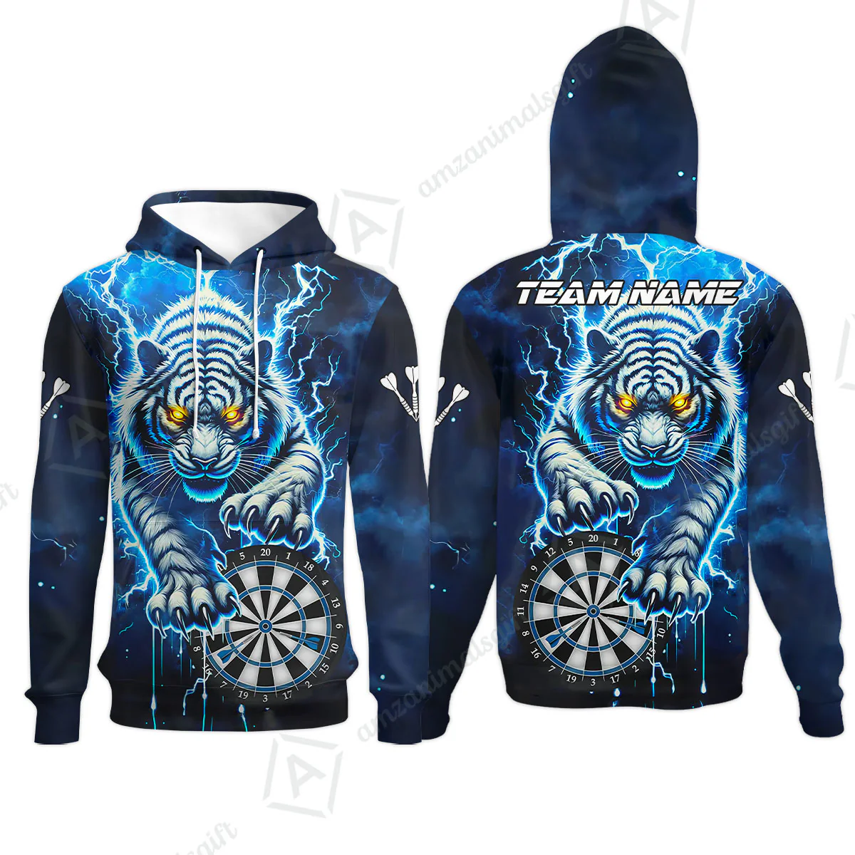 Custom Darts Team Jersey, Thunder Lightning Tiger Darts Jersey Polo Quarter-Zip Shirts, Custom Name And Team Name Darts Uniforms Jersey - Image 11