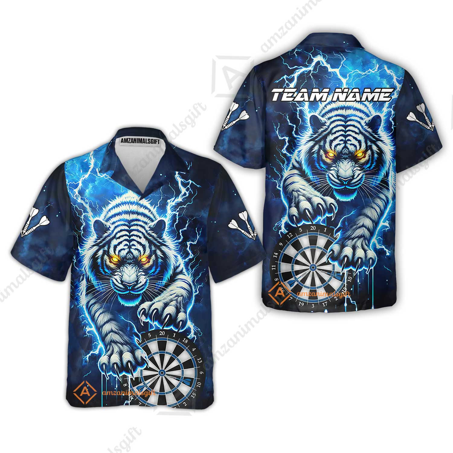 Custom Darts Team Jersey, Thunder Lightning Tiger Darts Jersey Polo Quarter-Zip Shirts, Custom Name And Team Name Darts Uniforms Jersey - Image 7