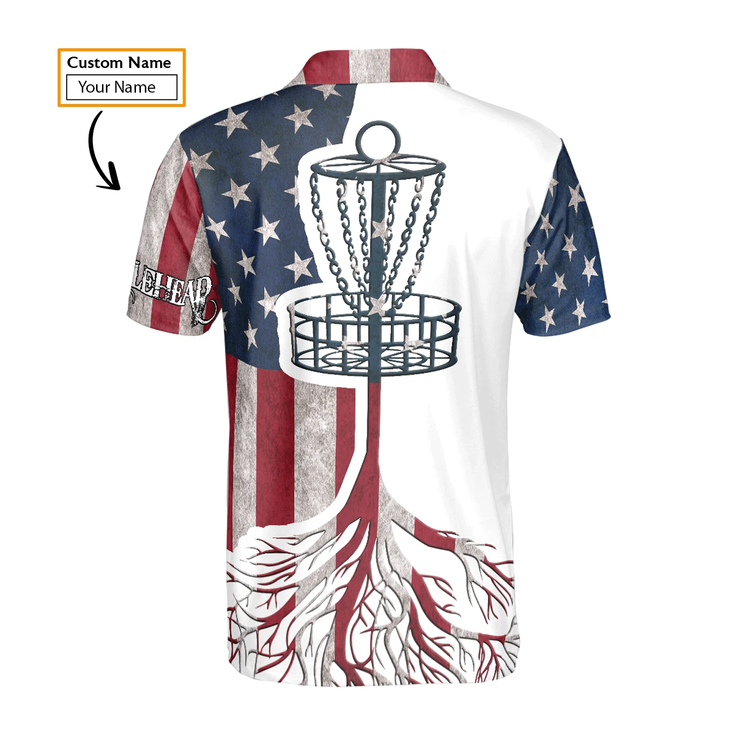 Custom Disc Golf Long Sleeve Men Polo Shirt- Custom Name American Flag Disc Golf Basket Apparel Men Polo Shirt For Disc Golf Lover - Image 7