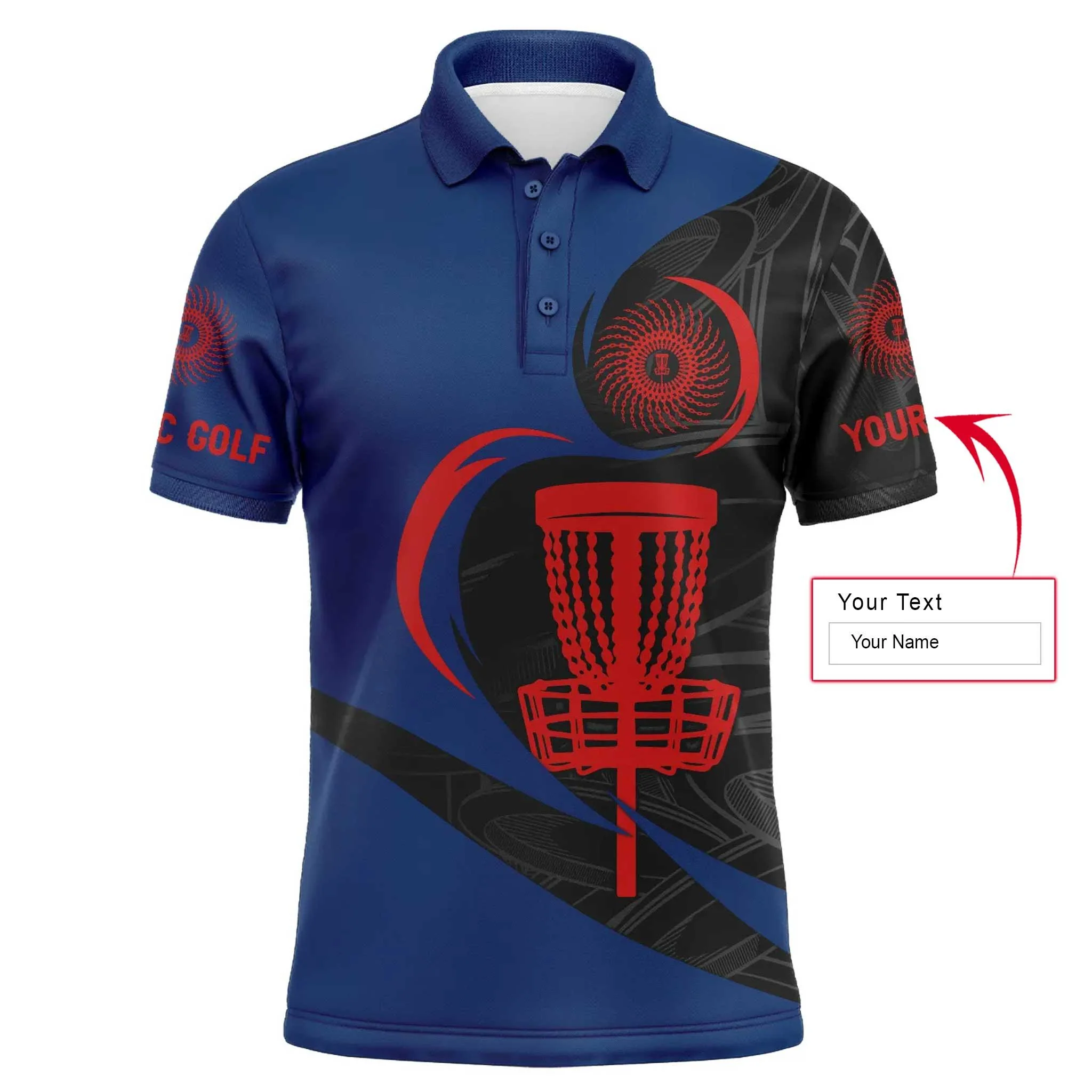 Custom Disc Golf Long Sleeve Men Polo Shirt - Custom Name Disc Golf Red Basket Apparel Men Polo Shirt For Men, Disc Golf Lover - Image 3