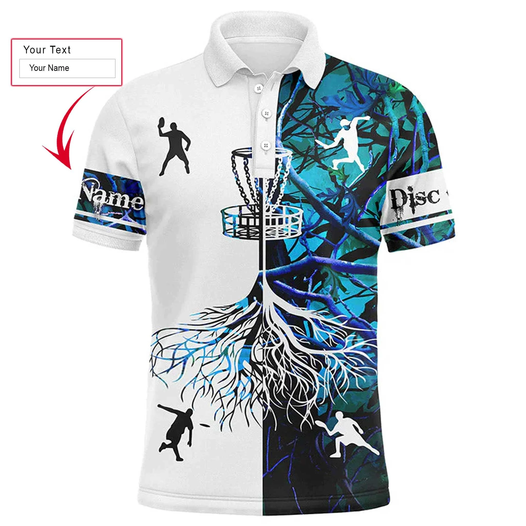 Custom Disc Golf Men Polo Shirt, Custom Name Blue Camo Disc Golf Team Basket Apparel - Personalized Sports Gift For Men, Golf Lover
