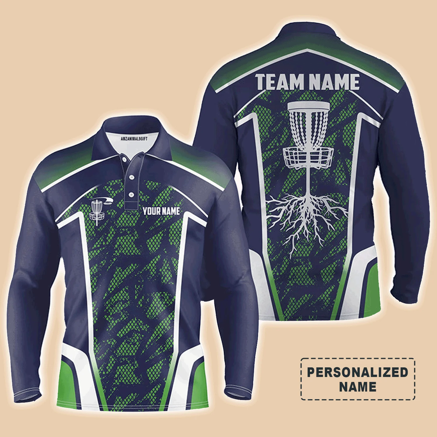 Custom Disc Golf Men Polo Shirt - Disc Golf Custom Name and Team Men Polo Shirt - Hole Blue Green Camo Apparel Polo Shirt - Perfect Polo Shirt For Men - Image 4
