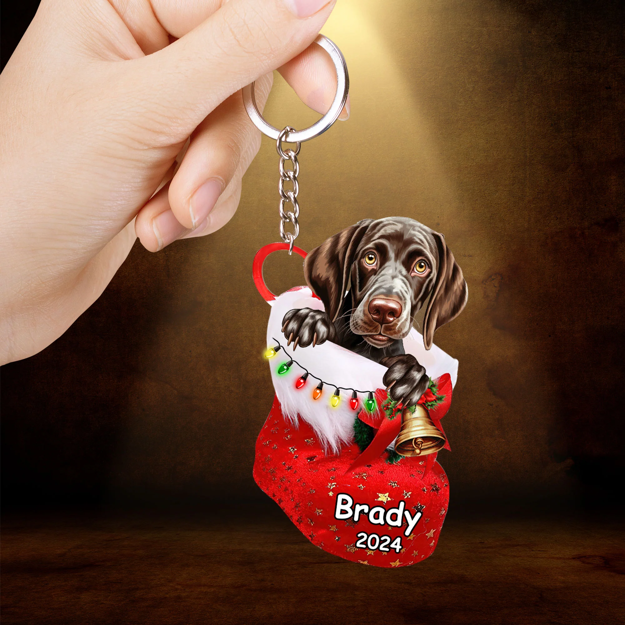 Custom Dog Acrylic Christmas Ornament, Personalized German Shorthaired Pointer In Stocking Christmas Acrylic Ornament for Dog Lover - Image 4