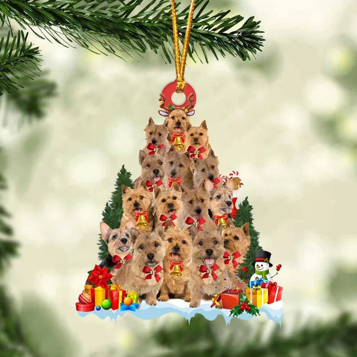 Custom Dog Acrylic Christmas Ornament, Personalized Norwich Terrier Christmas Tree & Gift Acrylic Ornament for Dog Lover, Christmas