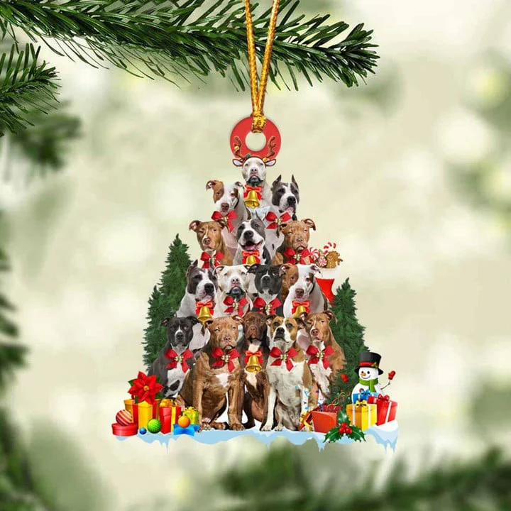 Custom Dog Acrylic Christmas Ornament, Personalized Pit Bull Terrier Christmas Tree & Gift Acrylic Ornament for Dog Lover