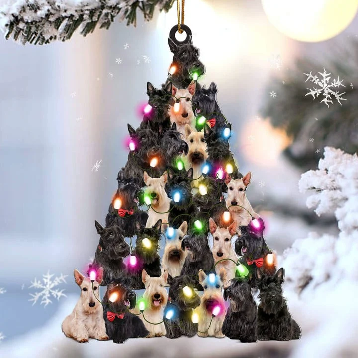 Custom Dog Acrylic Christmas Ornament, Personalized Scottish Terrier Christmas Tree Shaped Acrylic Ornament for Dog Lover,Christmas