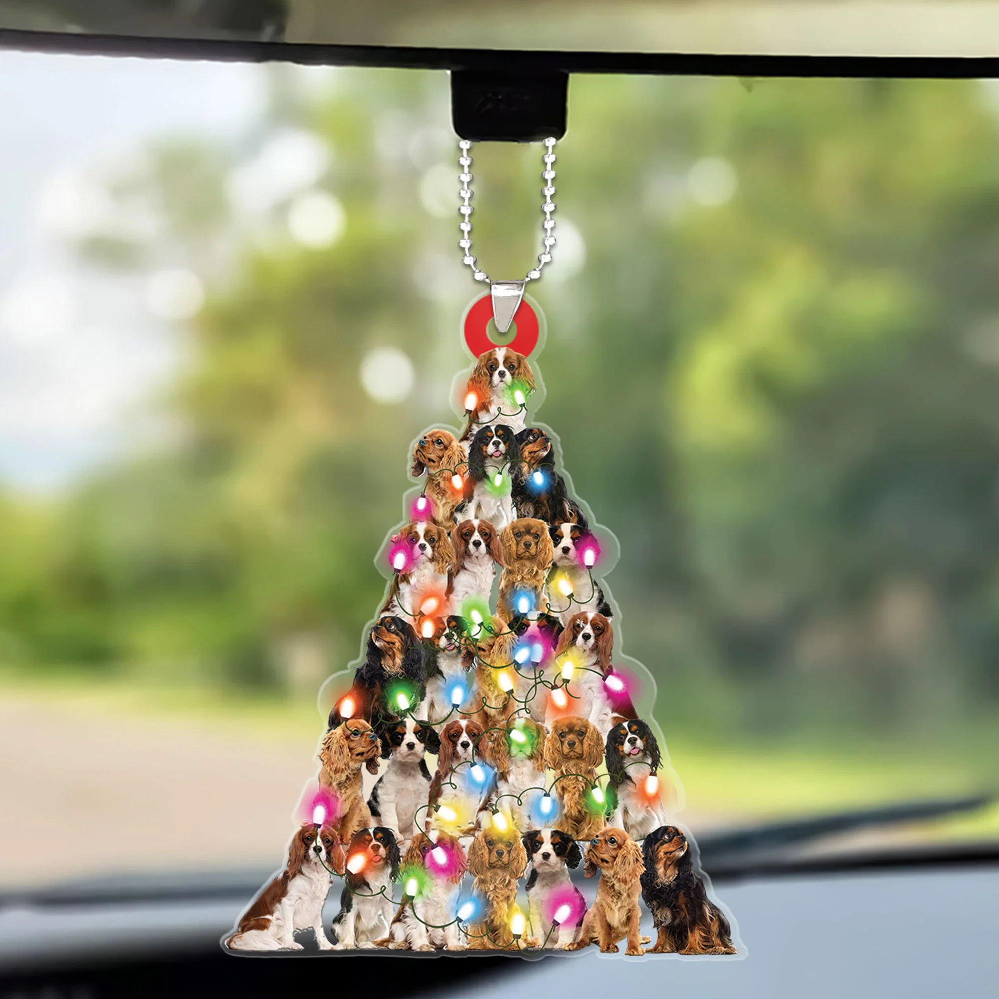 Custom Dog Christmas Car Ornament, Personalized Cavalier King Christmas Tree Shaped Car Ornament for Dog Lover,Christmas, New Year - Image 2