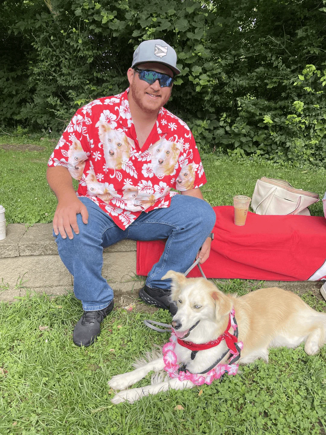 Custom Dog Face Aloha Hawaiian Shirts With Dog Face - Leaves Flowers Pattern Red Color Aloha Shirt - Personalized Hawaiian Shirts & Tops For Men Women - Image 7