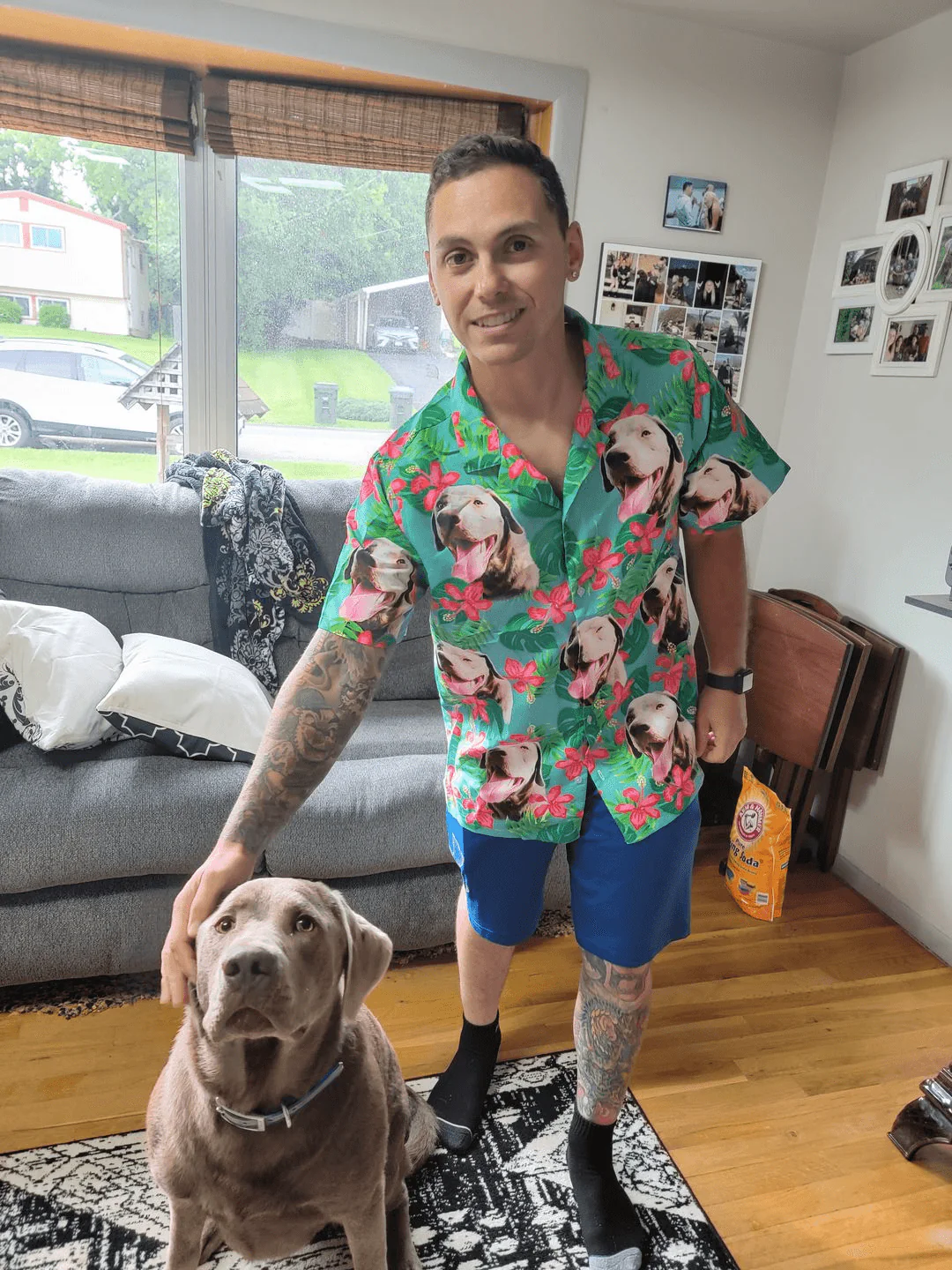 Custom Dog Face Hawaiian Shirt - Leaves & Flowers Pattern Mint Color Aloha Shirt - Personalized Hawaiian Shirt For Men & Women, Dog Lovers - Image 8