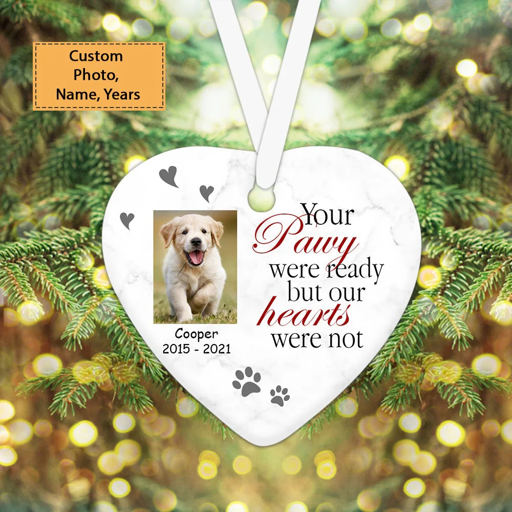 Custom Dog Photo Ceramic Ornament, Custom Pet Photo Ornament, Your Pawy Were Ready - Christmas Ornament Gift For Dog Lovers, Pet Lovers - Image 3