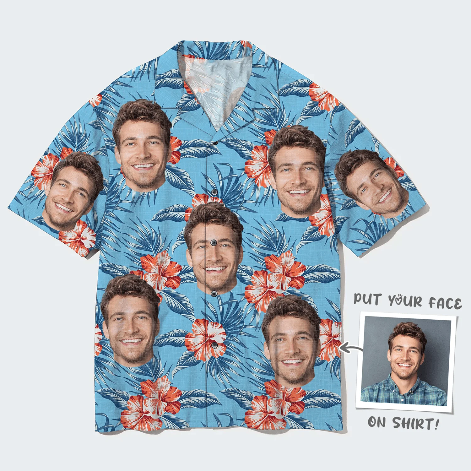 Custom Face Hawaiian Shirt, Tropical Flowers Aloha Shirt, Personalized Shirt Mother's Day, Father's Day Gift For Father, Mother, Grandma, Family - Image 5