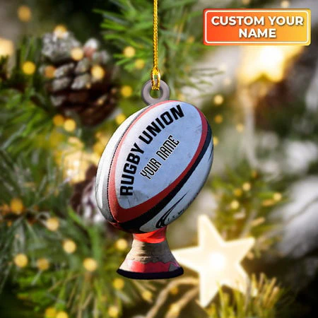 Custom Football Acrylic Christmas Ornament, Personalized Rugby Union Ball Acrylic Ornament For American Football Lover,Christmas,New Year - Image 2