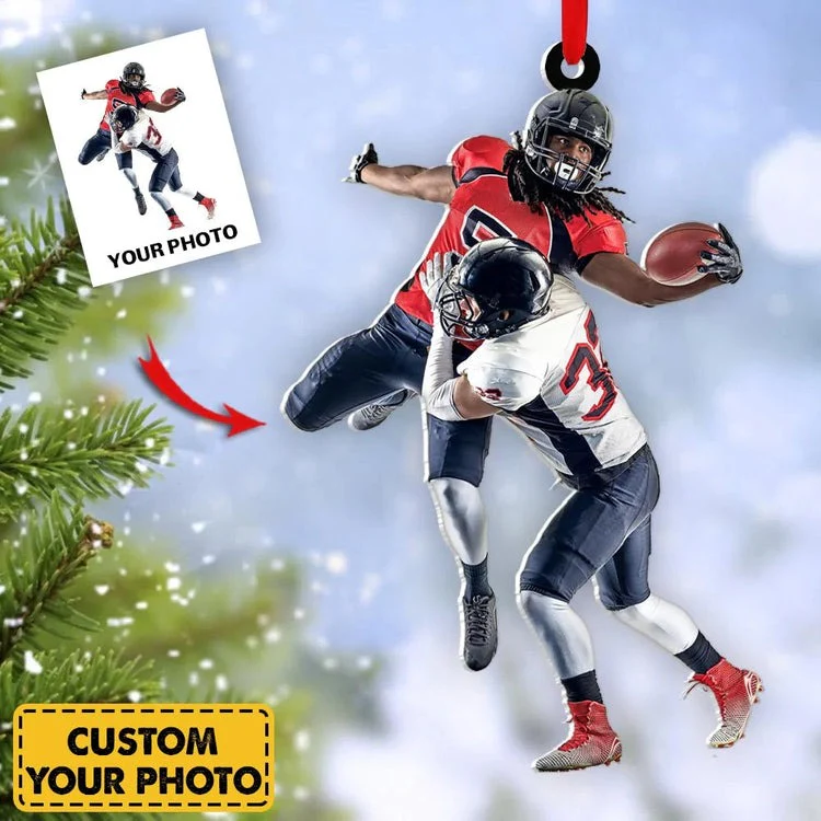 Custom Football Player Ornament - Personalized Gift for Football Lovers - Custom Photo Ornament For Football Fans - Image 4