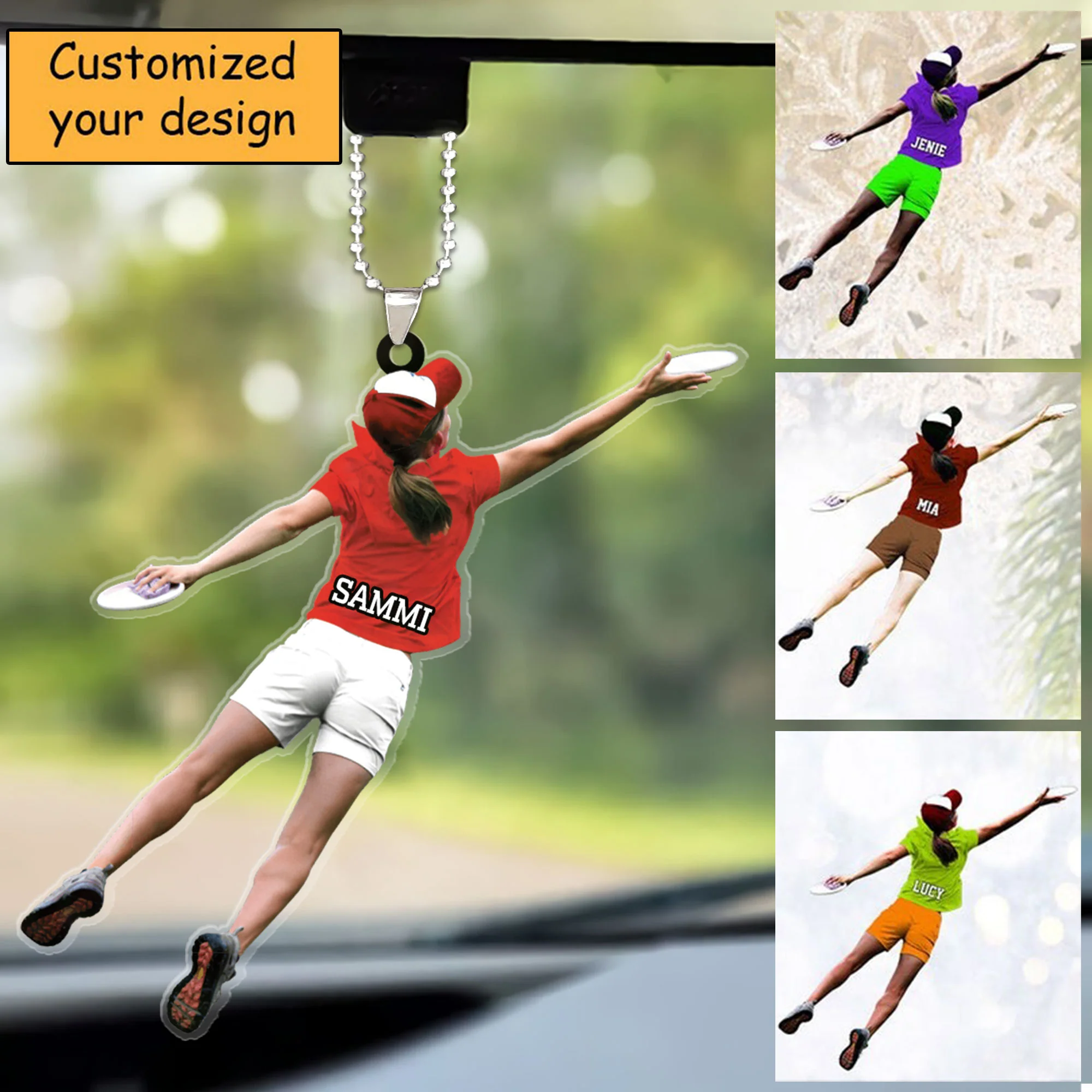 Custom Frisbee Girl Acrylic Christmas Keychain, Frisbee Team Gift Acrylic Keychain For Daughter - Christmas Hanging Tree - Image 3