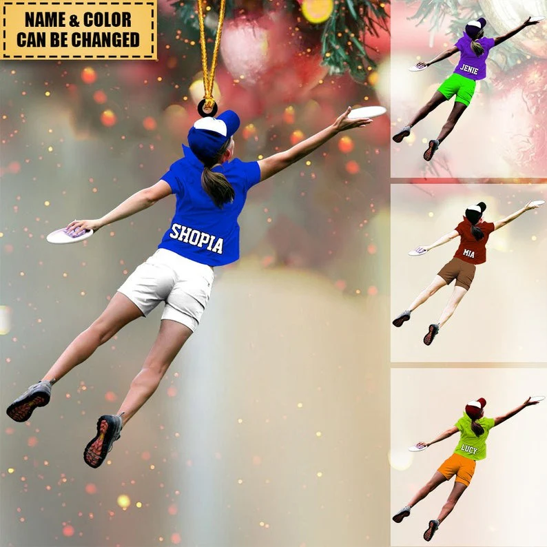 Custom Frisbee Girl Acrylic Christmas Keychain, Frisbee Team Gift Acrylic Keychain For Daughter - Christmas Hanging Tree - Image 5