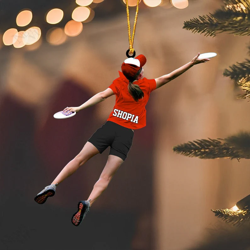 Custom Frisbee Girl Acrylic Christmas Keychain, Frisbee Team Gift Acrylic Keychain For Daughter - Christmas Hanging Tree - Image 6
