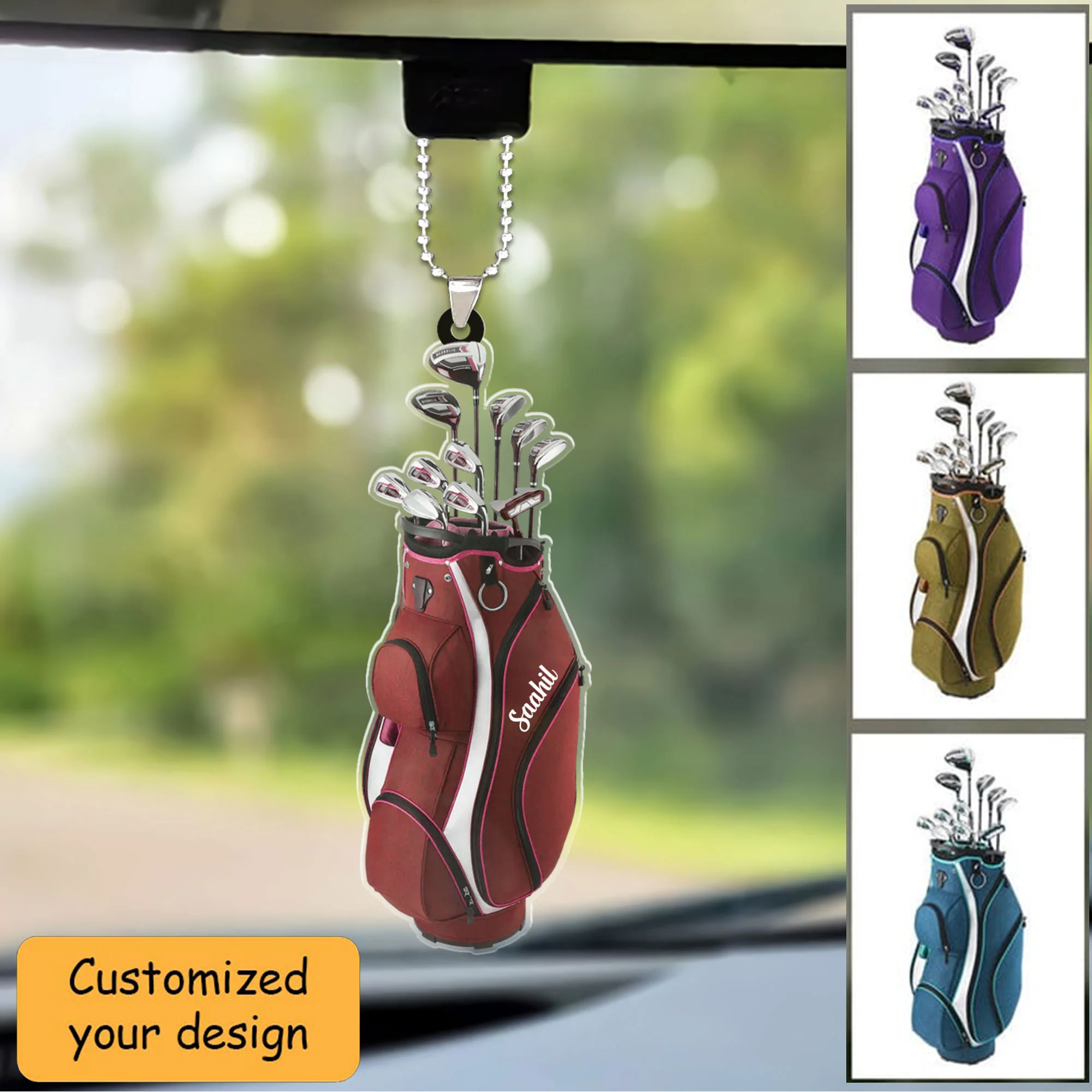 Custom Golf Christmas Car Ornament, Personalized Golf Bag Car Ornament For Golf Lover, Christmas, New Year - Image 2