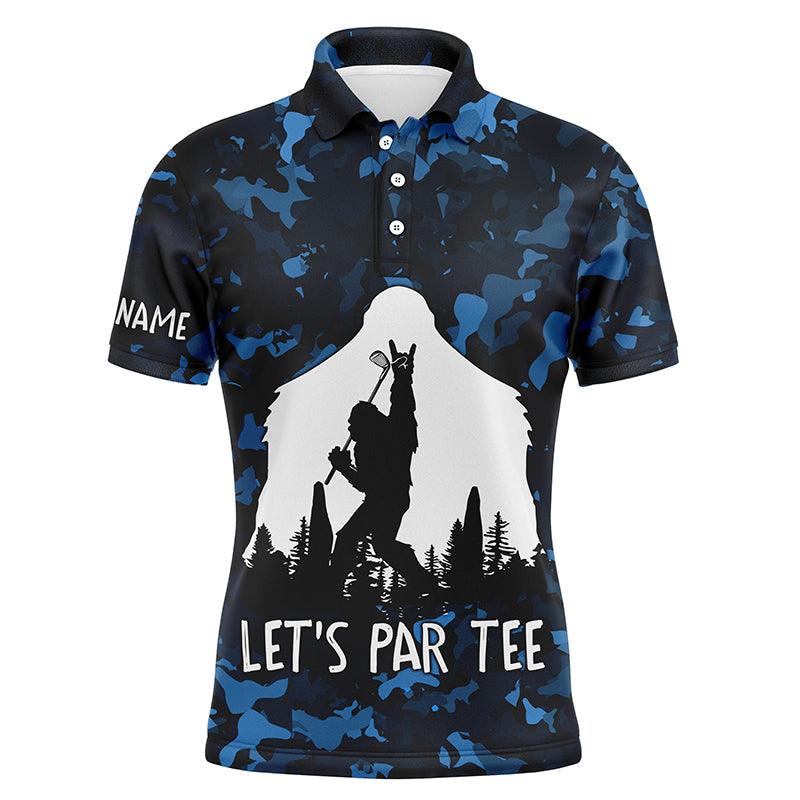 Custom Golf Long Sleeve Men Polo Shirt - Bigfoot Golf Custom Name, Funny Bigfoot Blue Camo Custom Polo Shirt - Perfect Polo Shirt For Men, Golfers - Image 4