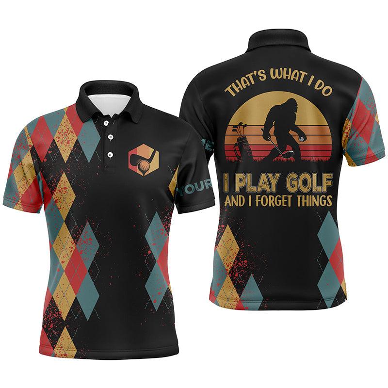 Custom Golf Long Sleeve Men Polo Shirt-Bigfoot Golf Custom Name ,That's What I Do, Play Golf & Forget Polo Shirt For Men, Golfers - Image 4