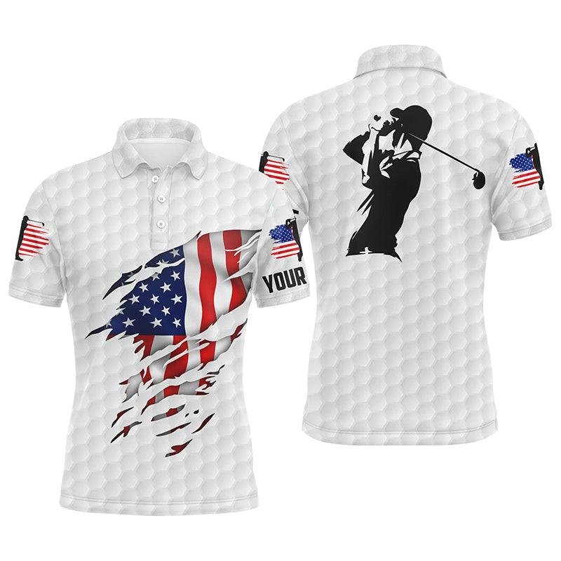 Custom Golf Long Sleeve Men Polo Shirt - Custom Name American Flag Apparel - Personalized Gift For Men, Golf Lover, 4th Of July - Image 4