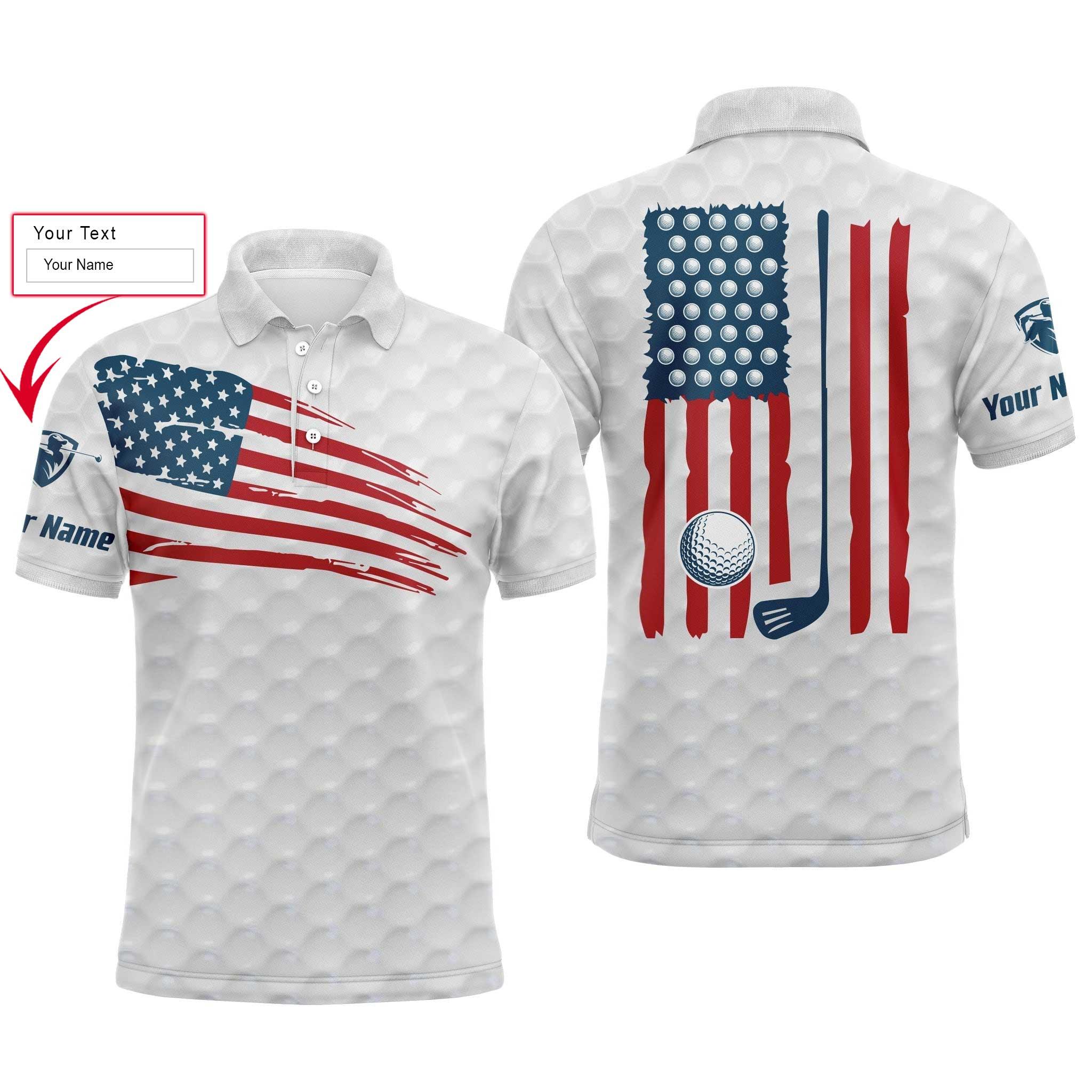 Custom Golf Long Sleeve Men Polo Shirt, Custom Name Multicolor American Flag Patriotic Apparel - Perfect Gifts For Men, Golf Lover - Image 5