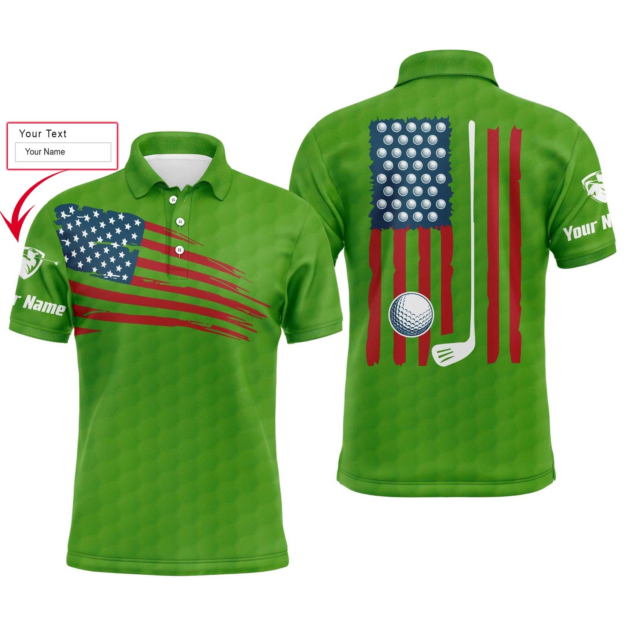 Custom Golf Long Sleeve Men Polo Shirt, Custom Name Multicolor American Flag Patriotic Apparel - Perfect Gifts For Men, Golf Lover - Image 8
