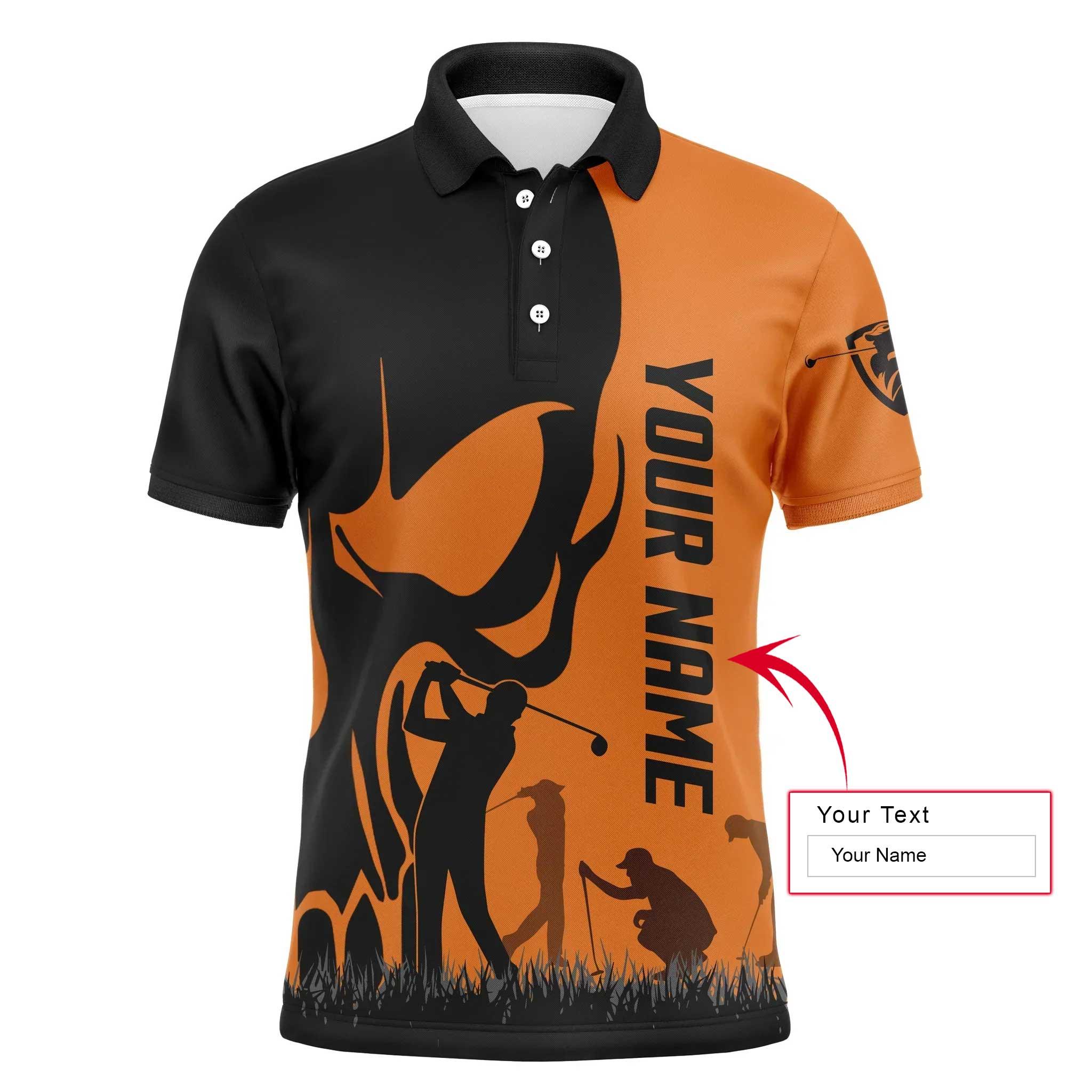 Custom Golf Long Sleeve Men Polo Shirt, Custom Name Skull Golf Ball Skin Apparel Men Golf Polo Shirt - Perfect Gift For Men, Golf Lovers - Image 9