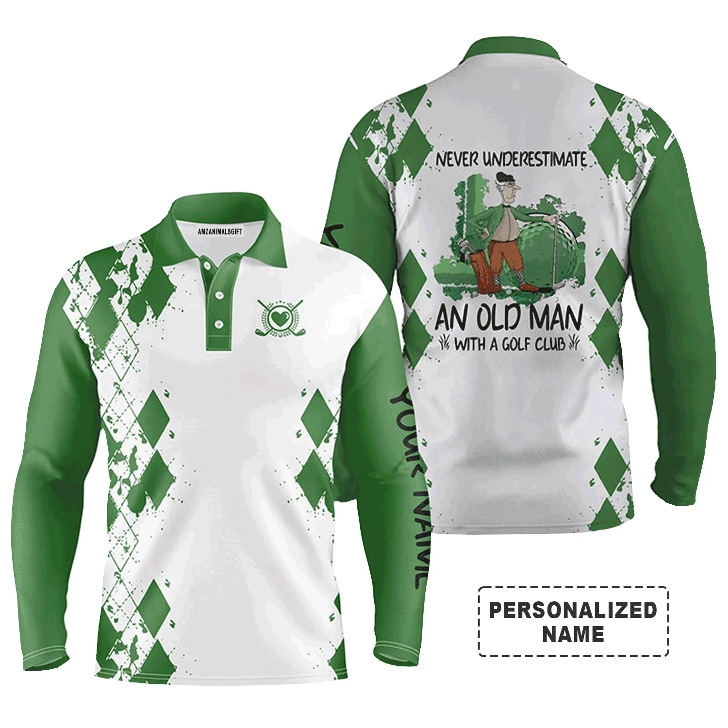 Custom Golf Long Sleeve Men Polo Shirt - Never Underestimate An Old Man With A Golf Club Men Golf Polo Shirt - Perfect Polo Shirt For Men, Golfers - Image 15