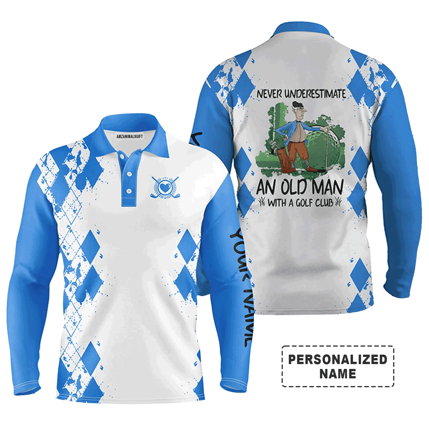 Custom Golf Long Sleeve Men Polo Shirt - Never Underestimate An Old Man With A Golf Club Men Golf Polo Shirt - Perfect Polo Shirt For Men, Golfers - Image 16