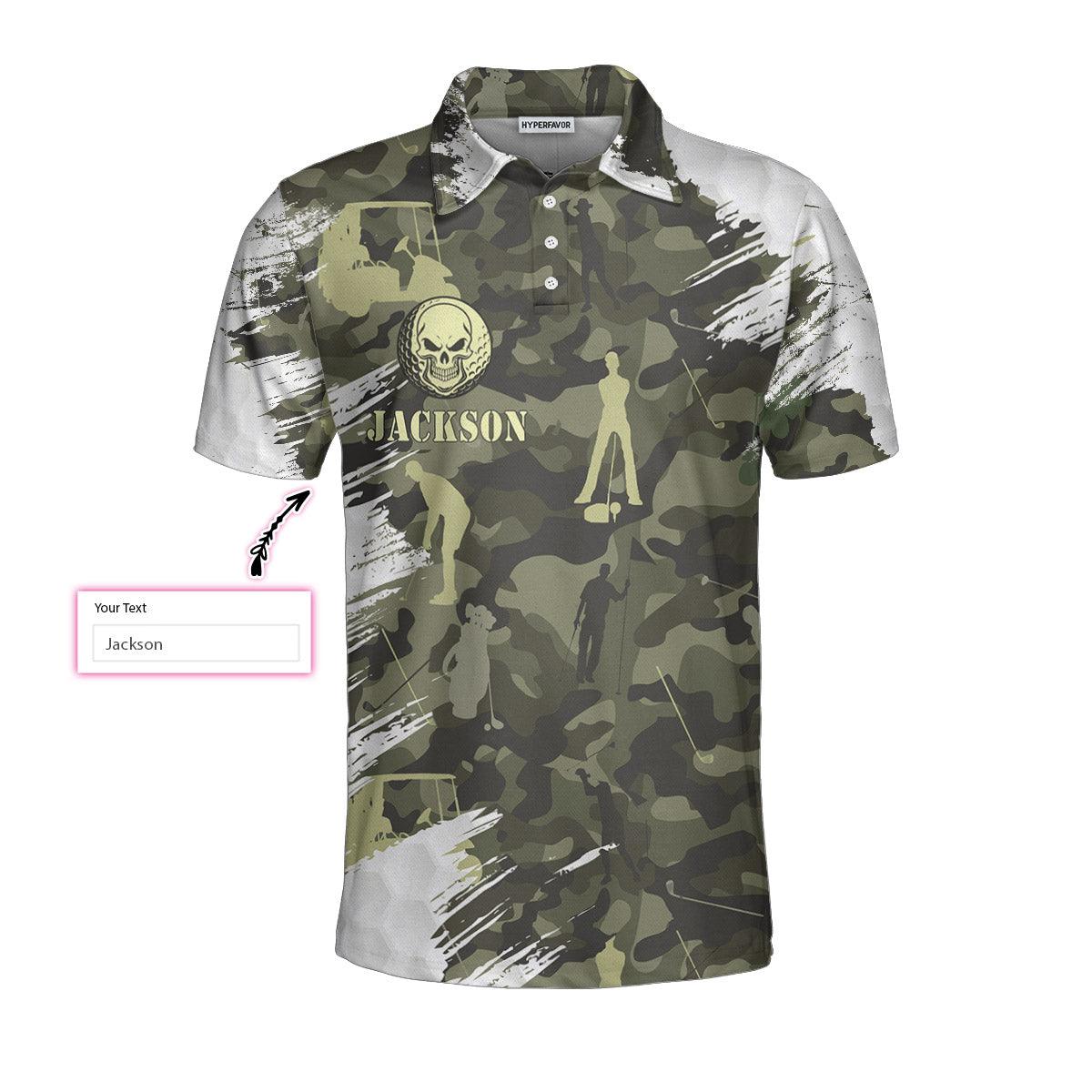 Custom Golf Long Sleeve Men Polo Shirt - Your Hole Is My Goal Skull Camo Pattern Custom Name Men Polo Shirt For Golf Lover - Image 6