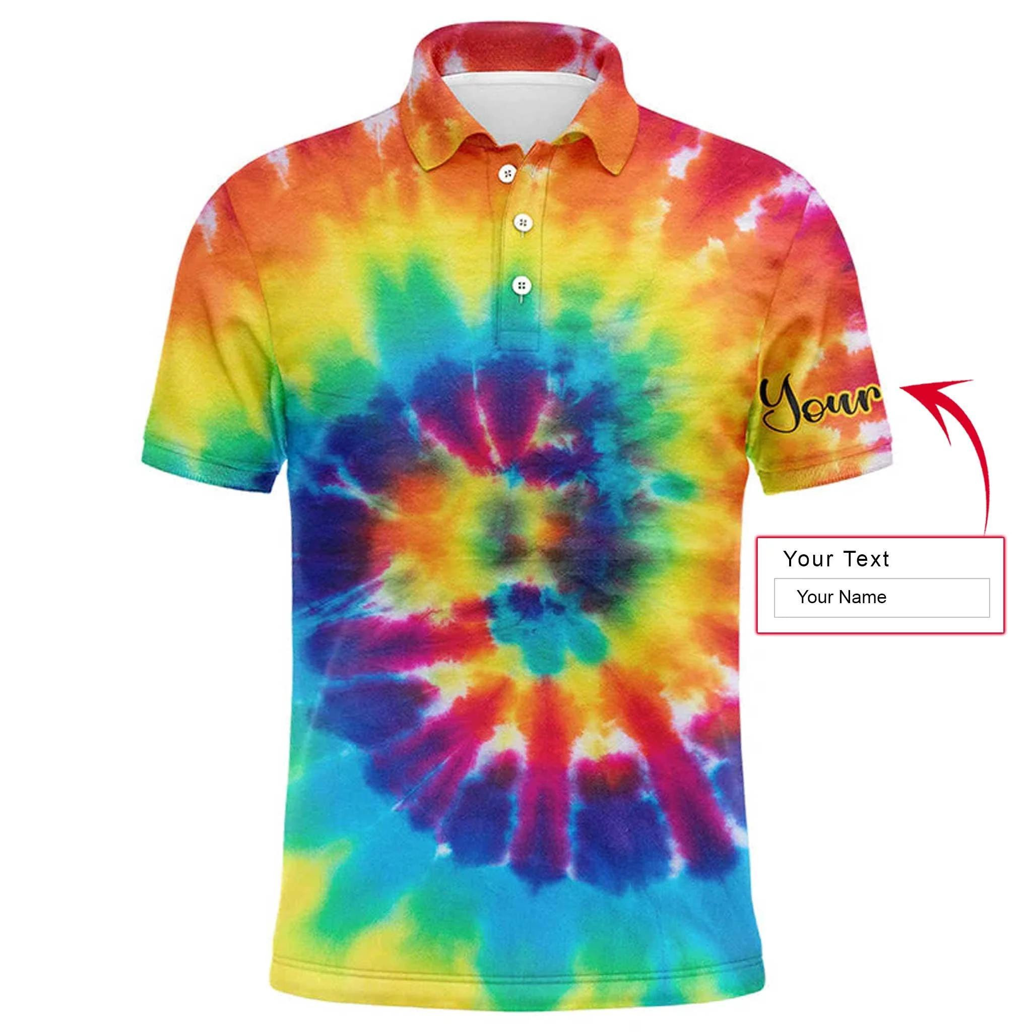 Custom Golf Men Polo Shirt - Colorful Tie Dye Background Custom Name Golf Men Polo Shirt - Perfect Polo Shirt For Men, Golfers