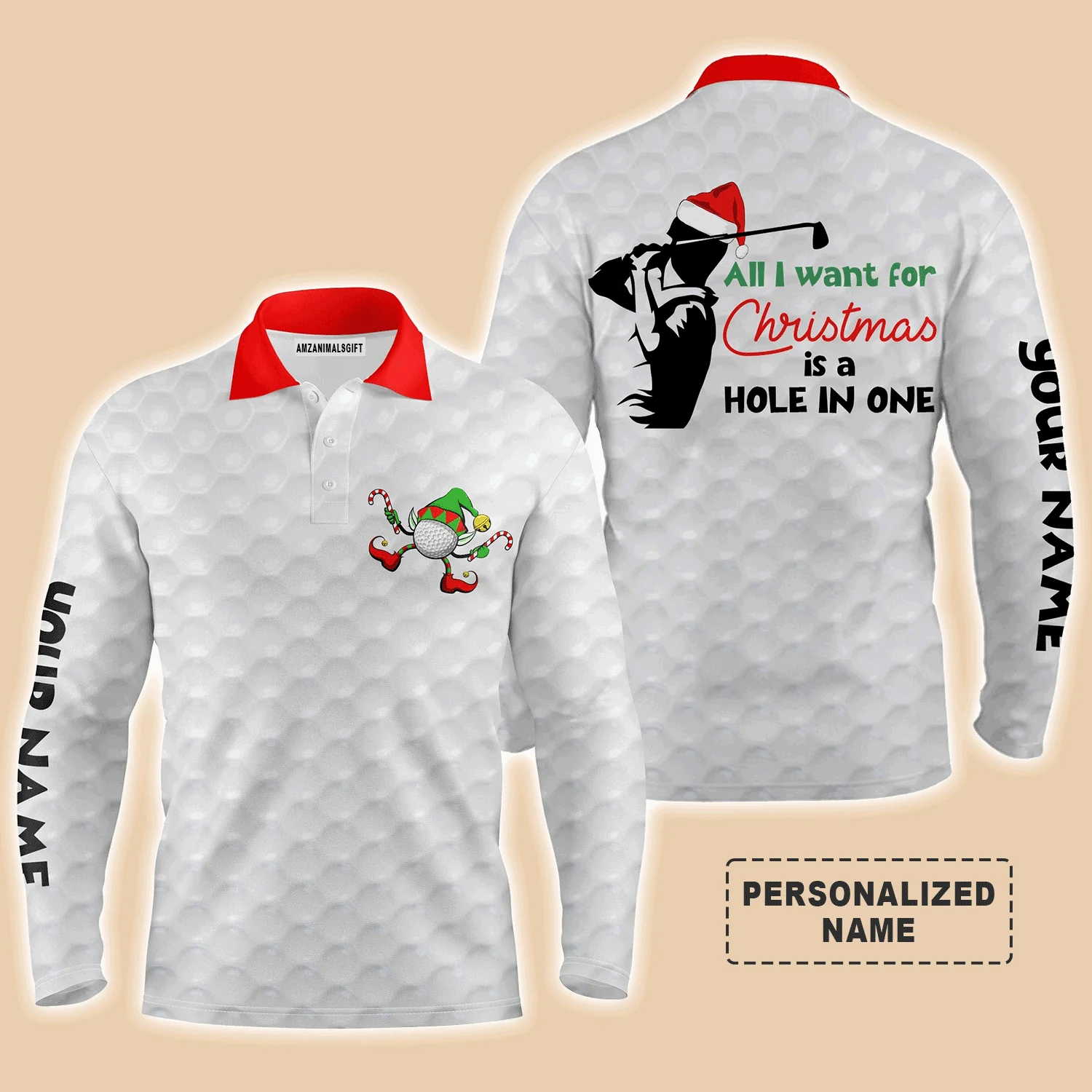 Custom Golf Men Polo Shirt - Funny Christmas Golf Men Polo Shirt, All I Want For Christmas Is A Hole In One Men Polo Shirt - Perfect Polo Shirt For Men - Image 4