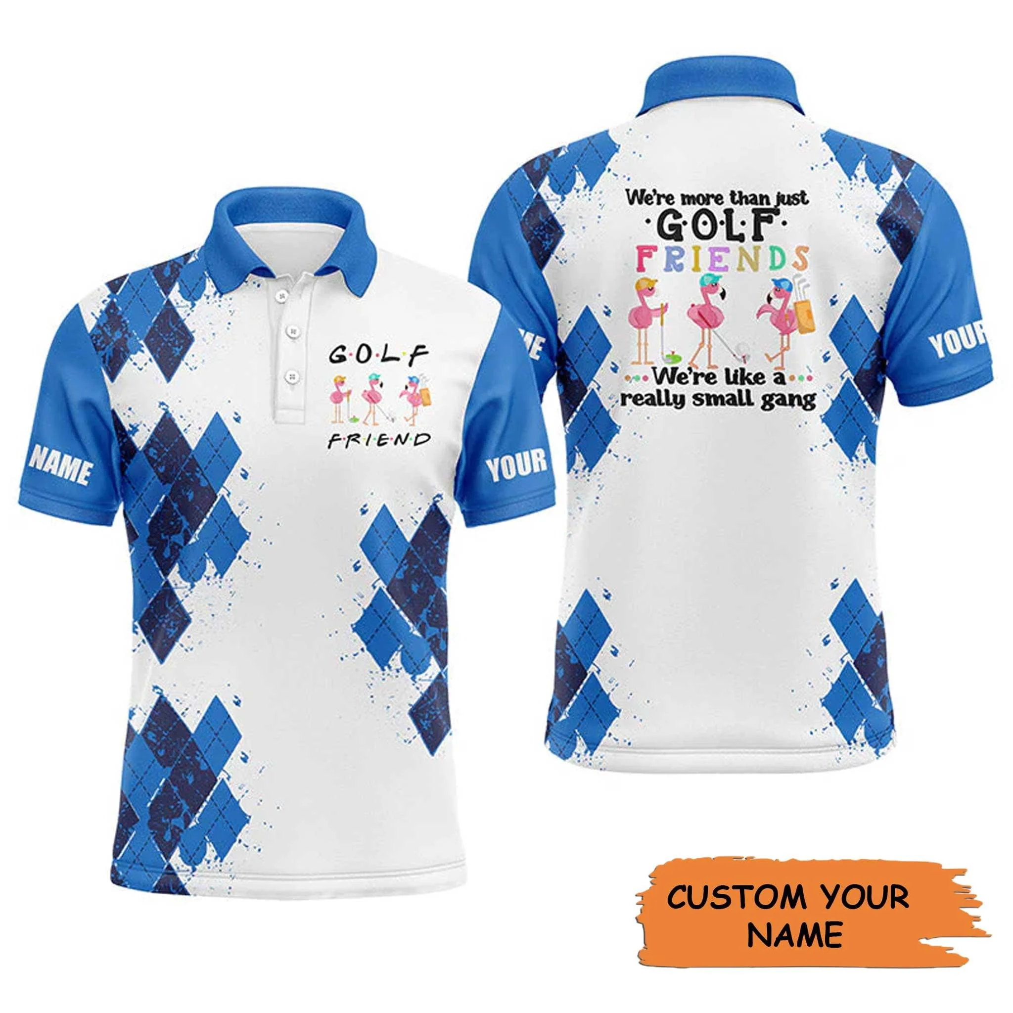 Custom Golf Men Polo Shirt - Funny Custom Name Flamingo Apparel- We're More Than Just Golf Friends Polo Shirt - Personalized Gift For Golf Lover, Team, Golfers