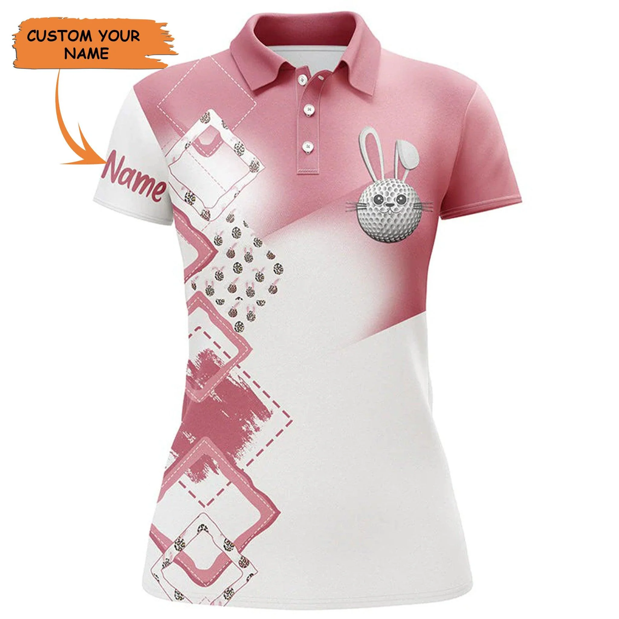 Custom Golf Women Polo Shirt - Women Golf Polo Shirt Custom Name Easter Eggs Bunny Golf Shirts, Easter Golfing Gifts - Perfect Polo Shirt For Women