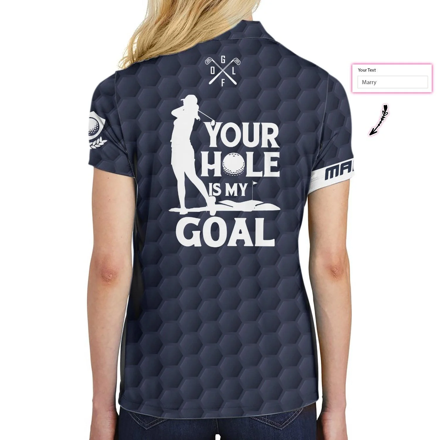 Custom Golf Women Polo Shirt - Your Hole Is My Goal American Flag Golf Custom Name Women Polo Shirt - Perfect Gift For Women, Golfers, Golf Lover - Image 5