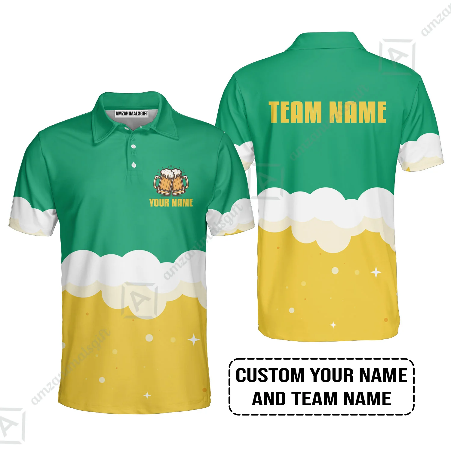 Custom Green White Yellow Beer Pattern Design Oktoberfest Beer Festival Performance Embroidered Cap - Image 6