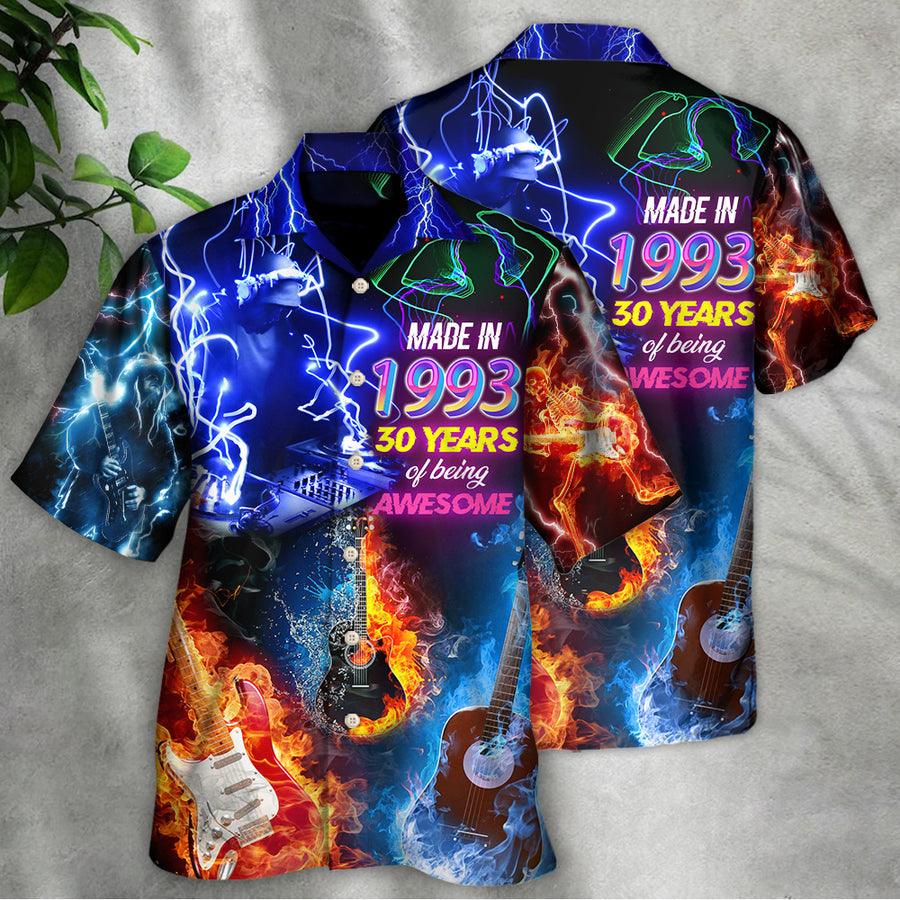 Custom Guitar Neon Style Aloha Hawaiian Shirt For Summer, Music Is My Life Made In 1993 Hawaiian Shirts Outfit For Men Women, Music Guitar Lovers - Image 3