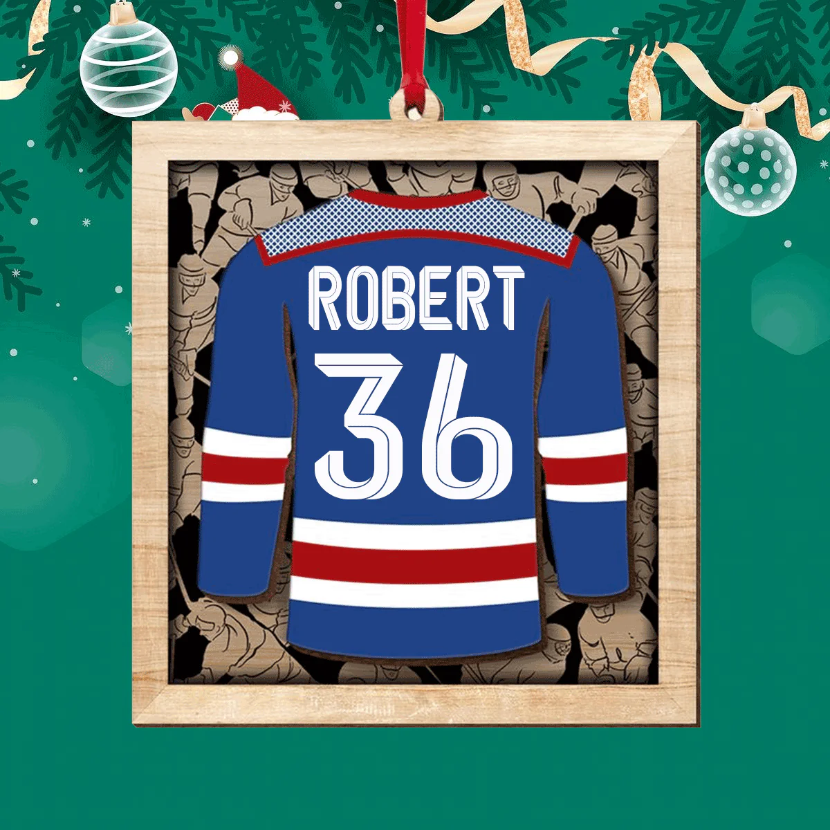 Custom Hockey Wooden Ornament, Personalized Hockey Player Jersey Wooden Ornament - Perfect Gift For Hockey Lover, Christmas, New Year