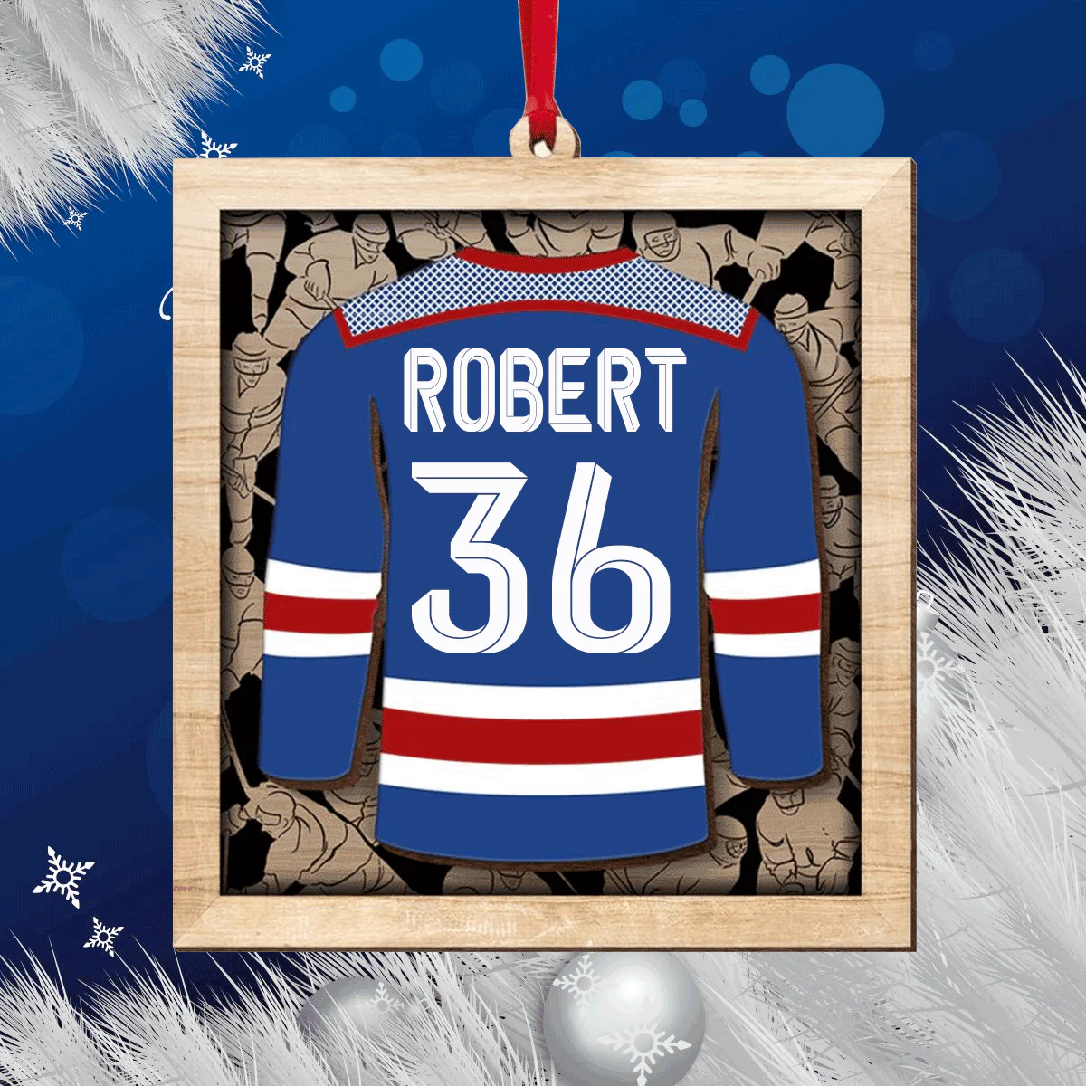 Custom Hockey Wooden Ornament, Personalized Hockey Player Jersey Wooden Ornament - Perfect Gift For Hockey Lover, Christmas, New Year - Image 2