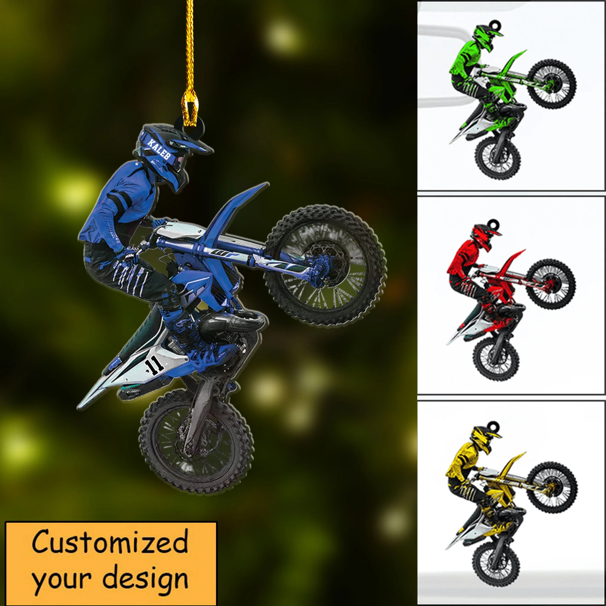 Custom Motocross Biker Acrylic Ornament, Personalized Motocross Biker Plying Acrylic Ornament For Motocross Lover - Image 2