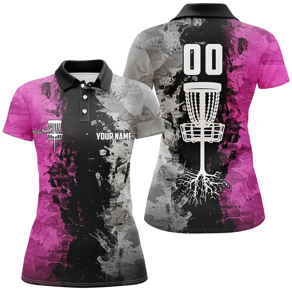 Custom Name And Number Disc Golf Women Polo Shirt, Personalized Disc Golf Basket Women Polo Shirts - Perfect Polo Shirt For Disc Golf Lovers - Image 2