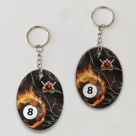 Custom Name Billiard 8 Ball Thunder Fire Flame Acrylic Keychain - Christmas Gift For Billiard Lovers, Billiard Team Players - Image 3