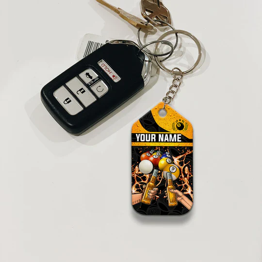 Custom Name Billiard 9 Ball Billiard And Beer That's Why I'm Here Acrylic Keychain - Christmas Gift For Billiard Lovers, Billiard Team Players - Image 2