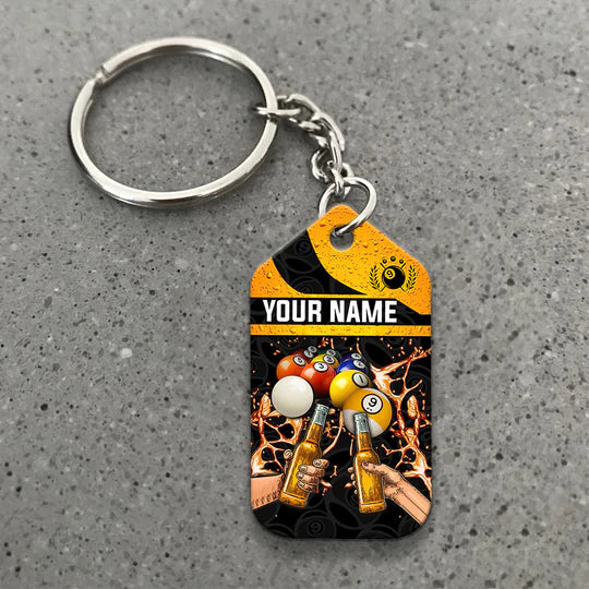 Custom Name Billiard 9 Ball Billiard And Beer That's Why I'm Here Acrylic Keychain - Christmas Gift For Billiard Lovers, Billiard Team Players - Image 4