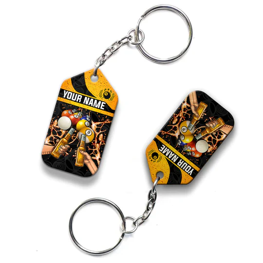 Custom Name Billiard 9 Ball Billiard And Beer That's Why I'm Here Acrylic Keychain - Christmas Gift For Billiard Lovers, Billiard Team Players - Image 6