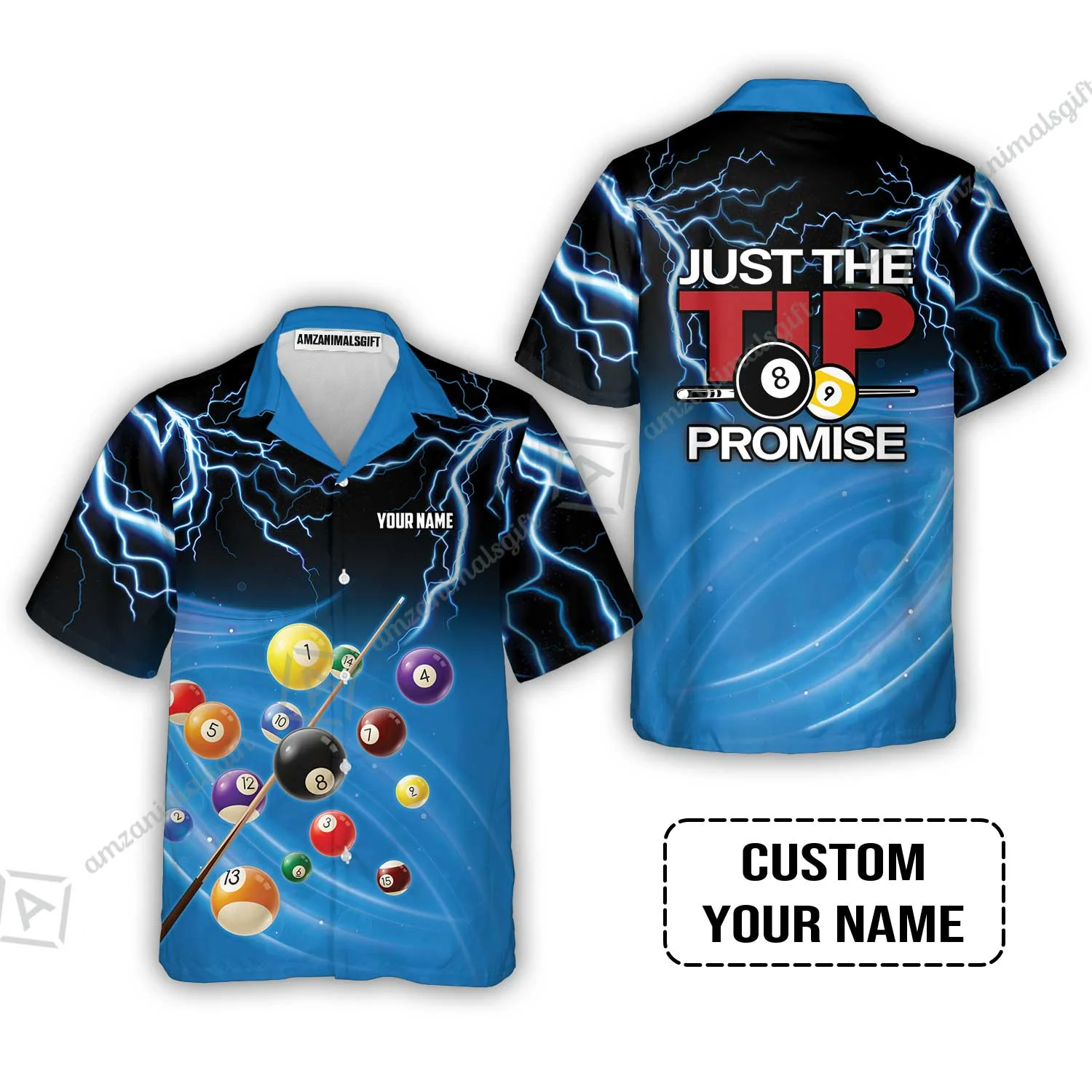Custom Name Billiard Polo Shirt, Personalized Thunder 8 Ball Pool Billiards Polo Shirts, Gift For Billiard Lovers, Just The Tip I Promise - Image 6
