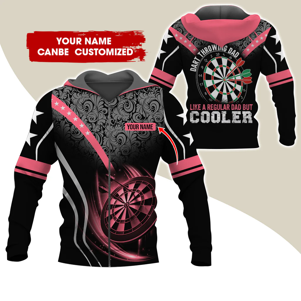 Custom Name Darts Premium Zip Hoodie, Personalized Dart Throwing Dad Cooler Zip Hoodie For Men & Women - Gift For Darts Lovers, Darts Players - Image 10