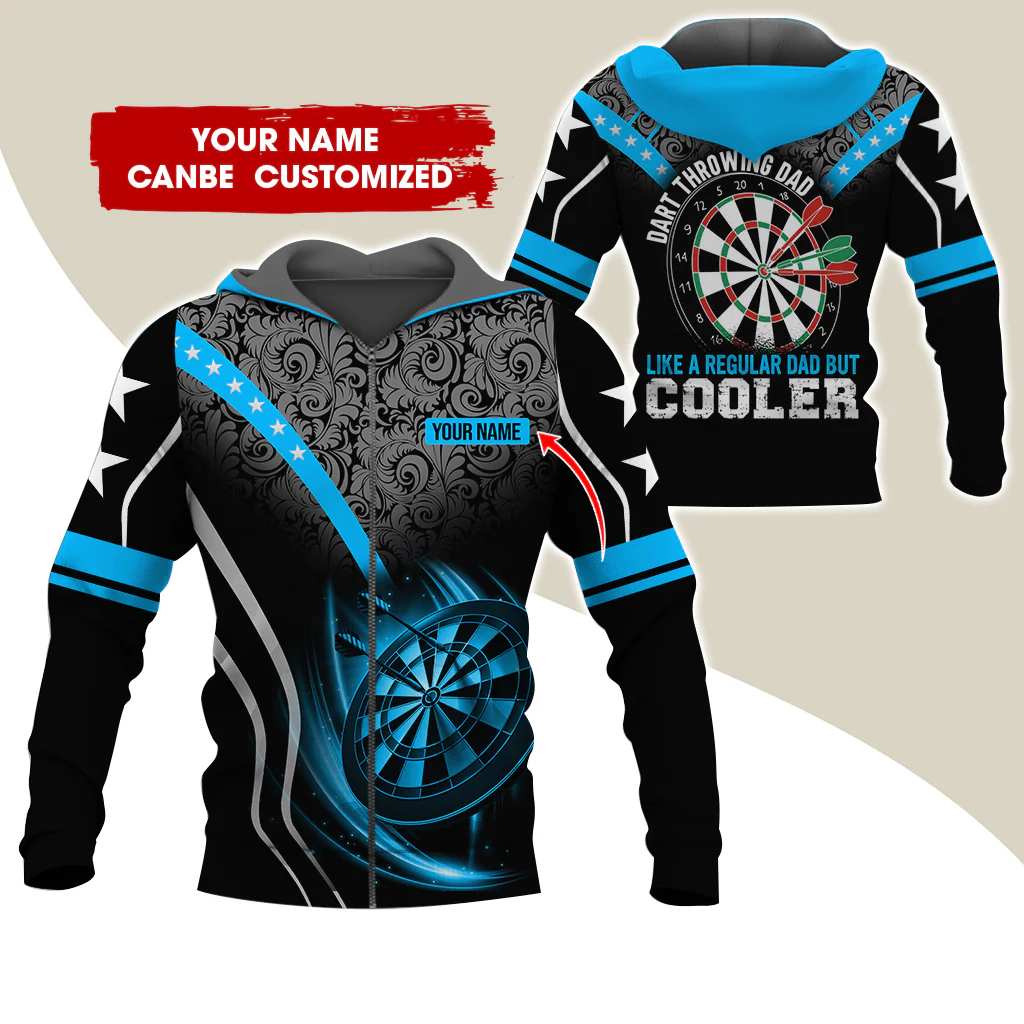 Custom Name Darts Premium Zip Hoodie, Personalized Dart Throwing Dad Cooler Zip Hoodie For Men & Women - Gift For Darts Lovers, Darts Players - Image 6